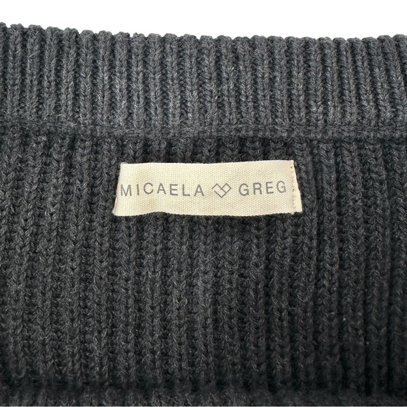 Micaela Greg Dark Gray Rib Knit Short Sleeve Drop Shoulder Cropped Sweater Top - Picture 6 of 7